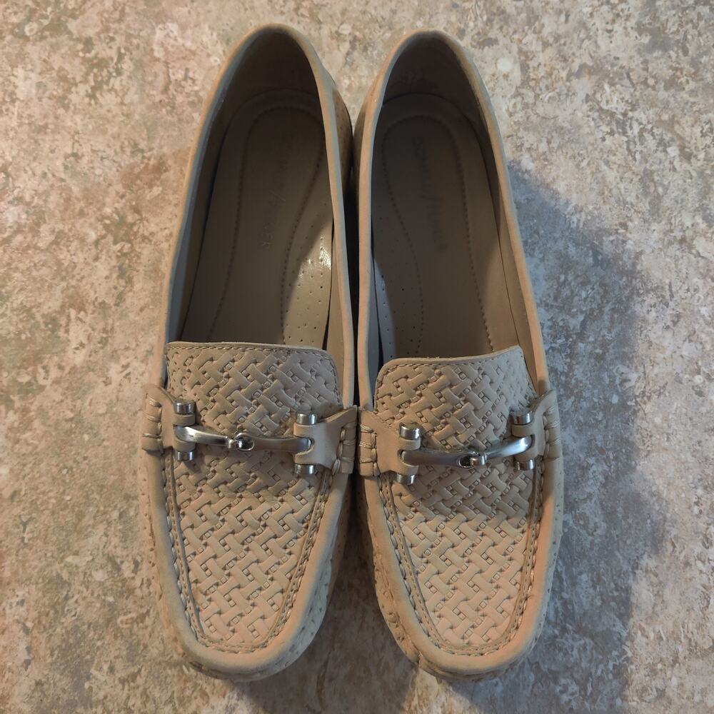 Donald Pliner Cream Basket Knit Filo Horsebit Loafer Driving Shoes Size 7.5 M